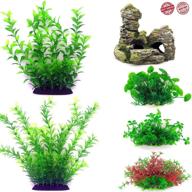 enhance your fish tank's beauty with professional small artificial aquarium plants - 6-pack hydroponic plastic decorations logo