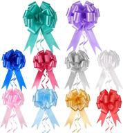 🎁 50pcs knot ribbon pull bows for gift wrapping | box, basket, balloon string decoration bows for christmas, thanksgiving, new year, birthday, wedding car - 10 colors logo