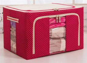 img 1 attached to 📦 JJMG Polka Dots Oxford Cloth Steel Frame Storage Box with See-Through Window - Red, 66L 20"x16"x13" (2)