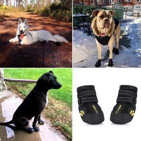 img 1 attached to 🐾 Waterproof Dog Boots Anti-Skid Petsoigné Reflective Strap Winter Snow Boots Paws Protector for Small, Medium, Large Dogs