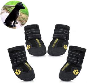 img 4 attached to 🐾 Waterproof Dog Boots Anti-Skid Petsoigné Reflective Strap Winter Snow Boots Paws Protector for Small, Medium, Large Dogs