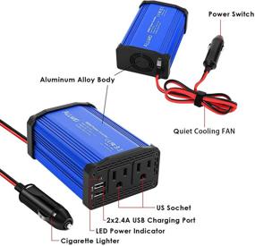 img 2 attached to 🔌 300W Car Power Inverter DC 12V to 110V AC Converter with Dual USB Charging Ports - Blue