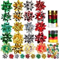 🎁 joyin 48 self-adhesive bows with 8 rolls of curling ribbons for christmas decoration, bows, baskets, wine bottles, gift wrapping and presentation logo
