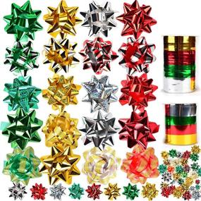 img 4 attached to 🎁 JOYIN 48 Self-Adhesive Bows with 8 Rolls of Curling Ribbons for Christmas Decoration, Bows, Baskets, Wine Bottles, Gift Wrapping and Presentation