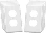 🔌 10 pack white electrical outlet cover wall plate kit | standard 1-gang 4.50" x 2.76" size | electric receptacle plug covers | wall plates for outlets logo