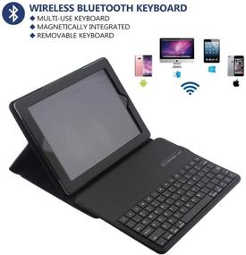 img 2 attached to iPad Case with Keyboard 4th 3rd 2nd Generation, YMH Leather Stand Detachable Wireless Bluetooth Keyboard Sturdy Multi-Angle Magnetic Folio Cover Case for Apple iPad 4 / iPad 3 / iPad 2 Tablet - Black