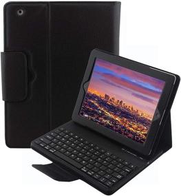 img 4 attached to iPad Case with Keyboard 4th 3rd 2nd Generation, YMH Leather Stand Detachable Wireless Bluetooth Keyboard Sturdy Multi-Angle Magnetic Folio Cover Case for Apple iPad 4 / iPad 3 / iPad 2 Tablet - Black