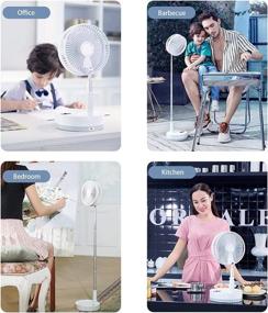 img 1 attached to Portable Standing Fan with USB - Annofy Desk Floor Fan Remote Control, 10800mAh 🌀 Rechargeable, 4 Speeds, Quiet, Telescopic Folding Table Fan for Outdoor, Home, Kitchen, Office, Bedroom, Travel