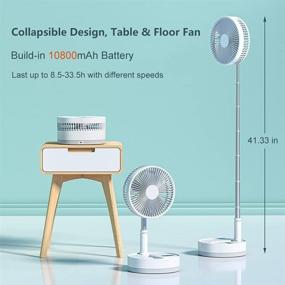 img 2 attached to Portable Standing Fan with USB - Annofy Desk Floor Fan Remote Control, 10800mAh 🌀 Rechargeable, 4 Speeds, Quiet, Telescopic Folding Table Fan for Outdoor, Home, Kitchen, Office, Bedroom, Travel