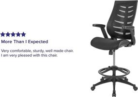 img 1 attached to 🪑 Enhanced Ergonomic Drafting Chair: Flash Furniture High Back Black Mesh Spine-Back with Adjustable Foot Ring and Flip-Up Arms