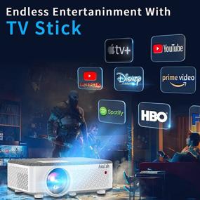 img 1 attached to 🎥 High-Definition Outdoor Movie Projector: 1080P Supported with Bluetooth, Huge 200" Display, 200 ANSI - 7500 Lumens - Perfect for TV Stick, Video Games, Phone, USB, HDMI, VGA, AV, TF, AUX Connectivity