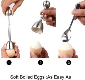 img 3 attached to Egg Cracker Topper Set: Crack, Separate, and Enjoy Soft and Hard Boiled Eggs Effortlessly with 4 Spoons, 4 Cups, 1 Shell Remover, and Top Cutter - Stainless Steel Breakfast Kitchen Tool