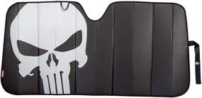 img 4 attached to 🚗 Plasticolor 003899R01 Marvel The Punisher Logo Windshield Sunshade - Black Matte Finish for Cars, Trucks, and SUVs
