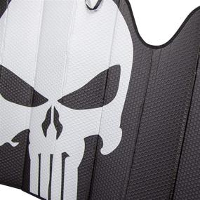 img 3 attached to 🚗 Plasticolor 003899R01 Marvel The Punisher Logo Windshield Sunshade - Black Matte Finish for Cars, Trucks, and SUVs