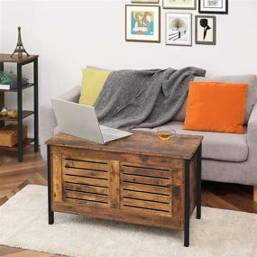 img 1 attached to 🪑 Versatile Rustic Brown HOOBRO Storage Bench: Lift Top Toy Box Organizer with Safety Hinge, Metal Frame & Louvered Door for Sturdy Entryway Storage Chest - Wood Look Accent Furniture BF85CW01