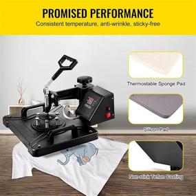 img 2 attached to 💥 VEVOR Combo Heat Press Machine, 12 x 15 Inch, 6 in 1 Swing Away T-Shirt Sublimation Transfer Printer with Teflon Coated Surface, Mug/Hat/Plate Accessories Included, ETL/FCC Certificated, Black