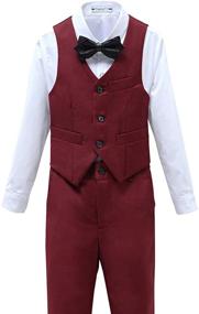 img 3 attached to Yanlu Boys Burgundy Slim Fit Suit Set - Sizes 2T-14 - 5 Piece Boy's Suit