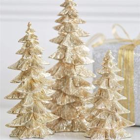 img 2 attached to 🎄 Raz Set of 3 Champagne Gold Glittered Christmas Trees - Festive Décor for Your Home