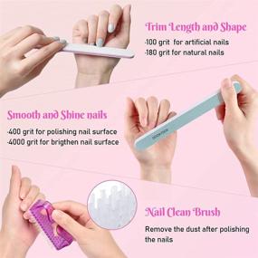 img 1 attached to Nail Remover Clips Kit - IKOCO 10Pcs Nail Polish Remover Clips Caps with 500Pcs Nail 💅 Cotton Pads, Polish Remover Bottle, Cuticle Trimmer and Pusher, 100/180 Nail File, 400/4000 Buffer Block, and Nail Brush