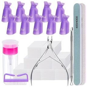 img 4 attached to Nail Remover Clips Kit - IKOCO 10Pcs Nail Polish Remover Clips Caps with 500Pcs Nail 💅 Cotton Pads, Polish Remover Bottle, Cuticle Trimmer and Pusher, 100/180 Nail File, 400/4000 Buffer Block, and Nail Brush