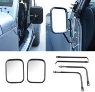 🔌 al4x4 quick release side mirrors for jeep wrangler 1997-2020 jk jku jl jlu cj yj tj, square doorless rear view, black logo