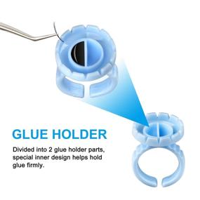 img 1 attached to 🔵 INFILILA Glue Rings: 100PCS Disposable Rings for Lashes - Efficient Volume Lash Fan Blossom Glue Cups - Blue Fanning Ring Holder and Lash Organizer Supplies for Eyelash Extensions