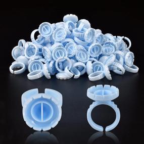 img 4 attached to 🔵 INFILILA Glue Rings: 100PCS Disposable Rings for Lashes - Efficient Volume Lash Fan Blossom Glue Cups - Blue Fanning Ring Holder and Lash Organizer Supplies for Eyelash Extensions