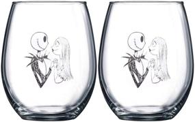 img 4 attached to 🍷 Jack and Sally Nightmare Before Christmas Collectible Wine Glass Set