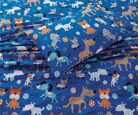 img 2 attached to 🐶 Adorable Blue Dog 3 Piece Sheet Set for Kids - Perfect for Boys and Toddlers - Includes Pillowcase, Flat and Fitted Sheets - Woof Woof Wagging Dogs Pups and Puppies Design - Twin Size