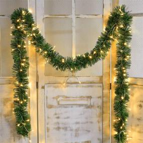 img 4 attached to Lvydec 16.4ft Artificial Christmas Garland Decoration - Lighted Pine Garland with 50 LED String Lights for Festive Holiday Party Decor - Indoor/Outdoor Use