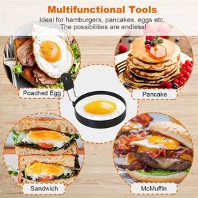 img 3 attached to 🥞 COTEY 6-inch Pancake Mold with 3.5-inch Egg Rings - Set of 3, Round Crumpet Rings for English Muffins, Nonstick Mold Shaper for Pancake Cooking on Griddles - Portable Grill Accessories for Camping, Sandwiches, and Burgers
