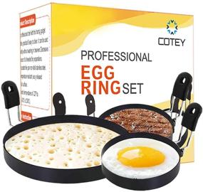 img 4 attached to 🥞 COTEY 6-inch Pancake Mold with 3.5-inch Egg Rings - Set of 3, Round Crumpet Rings for English Muffins, Nonstick Mold Shaper for Pancake Cooking on Griddles - Portable Grill Accessories for Camping, Sandwiches, and Burgers