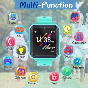 img 3 attached to 📱 Waterproof Kids Smart Watches Phone - HD IPS Touch Screen Call Watch for Kids with Games, Alarms, Music, Video Camera, Torch - Birthday Gifts for Kids Ages 3-14 - Girls Boys Smartwatches
