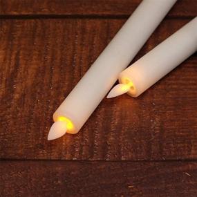 img 3 attached to 🕯️ DRomance White Flameless Taper Candles with Remote and Timer, Moving Wick LED Flickering Window Candles Battery Operated – 0.78 x 9.5 Inches Real Wax Amber Yellow Christmas Decoration Candles Set of 2