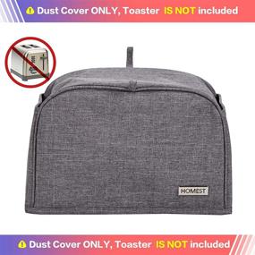 img 2 attached to HOMEST 2 Slice Toaster Cover with 🍞 Pockets: Jam Spreader Knife & Toaster Tongs Holder, Grey