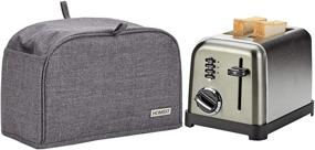 img 4 attached to HOMEST 2 Slice Toaster Cover with 🍞 Pockets: Jam Spreader Knife & Toaster Tongs Holder, Grey