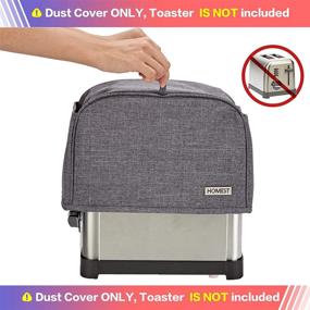 img 1 attached to HOMEST 2 Slice Toaster Cover with 🍞 Pockets: Jam Spreader Knife & Toaster Tongs Holder, Grey