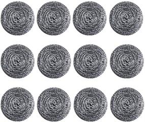 img 4 attached to 🧽 Premium Stainless Steel Sponges Metal Scrubber – 12 Pack Heavy-duty Steel Wool Scrubber Pads for Dishes, Pots, Pans, Ovens, Kitchens, Bathrooms, and Tough Cleaning Jobs – 25 Grams