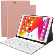 wodswod ipad keyboard case for ipad 10.2 2019, 7th generation with detachable wireless keyboard, pencil holder, and rose gold design logo