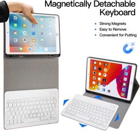 img 2 attached to WodsWod iPad Keyboard Case for iPad 10.2 2019, 7th Generation with Detachable Wireless Keyboard, Pencil Holder, and Rose Gold Design