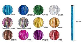 img 3 attached to 🌈 12 Colorful 19.7-Inch Hair Tinsel Extensions with Clips - Fairy Hair Tinsel Kit for Glittery Clip-On Styles