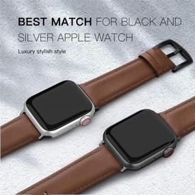 img 1 attached to 👛 EDIMENS Кожаные ремешки совместимы с Apple Watch 42 мм 44 мм 45 мм - винтажный подлинный кожаный ремешок для замены наручного браслета для Apple iWatch Series 7 6 5 4 3 2 1, SE - спортивные и элегантные ремешки для мужчин и женщин.