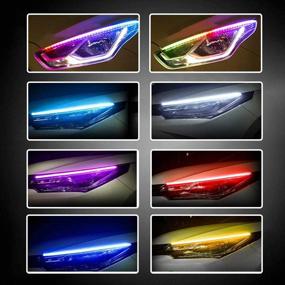 img 2 attached to 🚗 Enhance Your Car's Style with SilverHolder LED Headlight Strip Tube Light - Waterproof, Flexible, Multi-Color Daytime Running Light, Sequential Switchback - 2 PCS