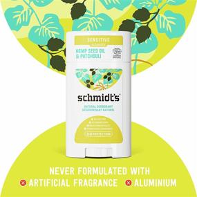 img 1 attached to 🌱 Schmidt's Sensitive Skin Deodorant with Hemp Seed Oil - 24 Hour Odor Protection, Patchouli + Hops - Aluminum Salt Free, Vegan, Certified Cruelty Free - 3.25 oz