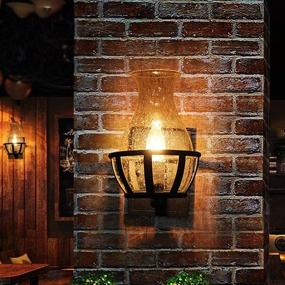 img 3 attached to 🕯️ Ladiqi Vintage Country Style Candle Wall Sconce Lighting Fixture with E12 Bulb Base, Seedy Glass Shade - Indoor/Outdoor Use