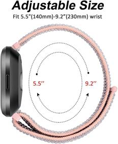 img 3 attached to 🌸 Soft Breathable Adjustable Nylon Bands for Fitbit Versa Smart Watch - Perfect Replacement Wristbands for Women and Men (Black Sand/Pink Sand Compatible)