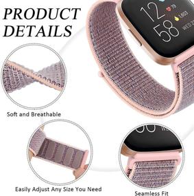 img 2 attached to 🌸 Soft Breathable Adjustable Nylon Bands for Fitbit Versa Smart Watch - Perfect Replacement Wristbands for Women and Men (Black Sand/Pink Sand Compatible)