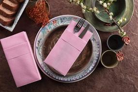 img 1 attached to 🍽️ Efficient and Stylish Baby Pink Dinner Napkins: Cloth-Like with Convenient Built-in Flatware Pocket, Linen-Feel Absorbency for Kitchen, Bathroom, Parties, Weddings, Dinners or Events - Pack of 50