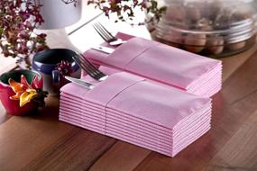 img 3 attached to 🍽️ Efficient and Stylish Baby Pink Dinner Napkins: Cloth-Like with Convenient Built-in Flatware Pocket, Linen-Feel Absorbency for Kitchen, Bathroom, Parties, Weddings, Dinners or Events - Pack of 50