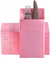 🍽️ efficient and stylish baby pink dinner napkins: cloth-like with convenient built-in flatware pocket, linen-feel absorbency for kitchen, bathroom, parties, weddings, dinners or events - pack of 50 logo